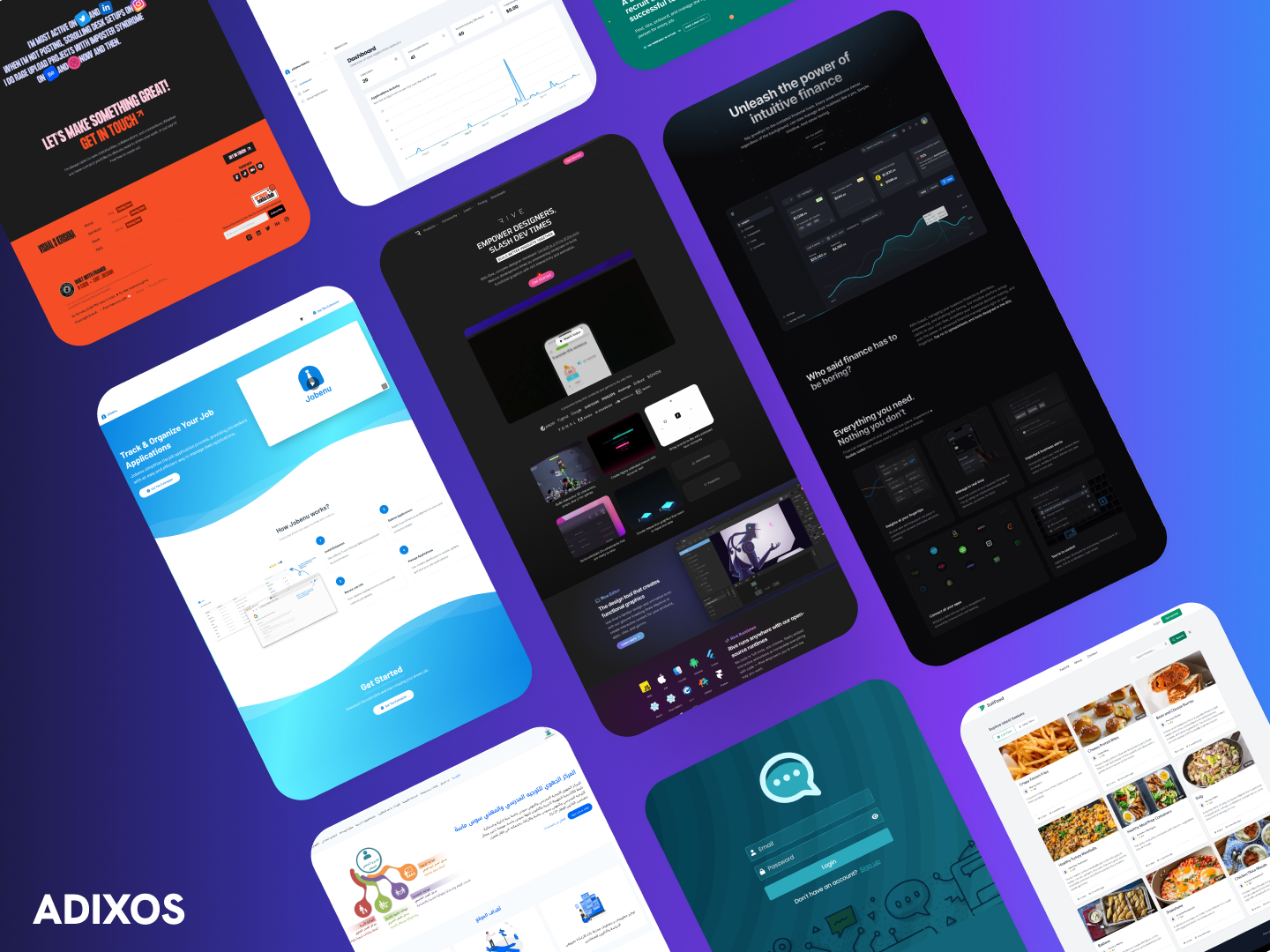 Portfolio of websites and landing pages created by Adixos